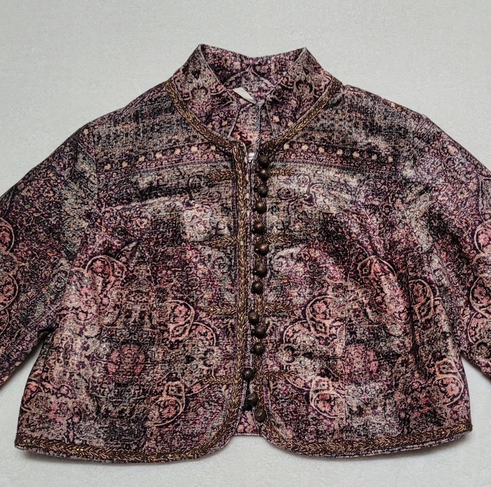 Soft Surroundings Icon Urbina Umber Velvet Baroque Balero Jacket Cropped Jacket - Picture 3 of 13
